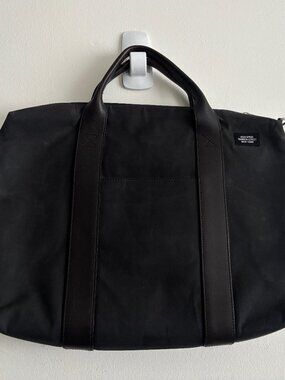 $400 Jack Spade Halley Stevenson Black Waxed Cotton Slim Briefcase Leather Trim